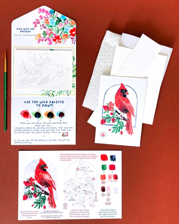 Winter Cardinal Watercolor Painting Kit