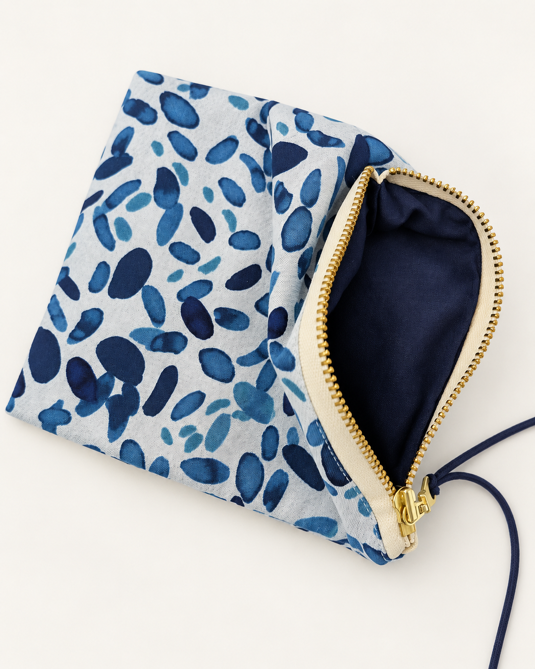 Blue Dabs Square Zip Pouch