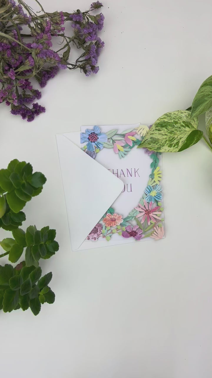 Thank You Flower Heart Laser-Cut Card
