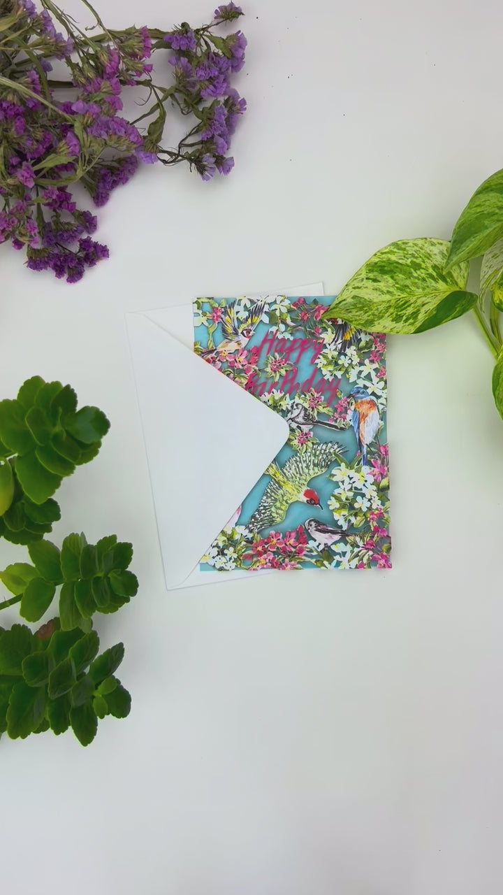 Chirping Birds Lasercut Birthday Card