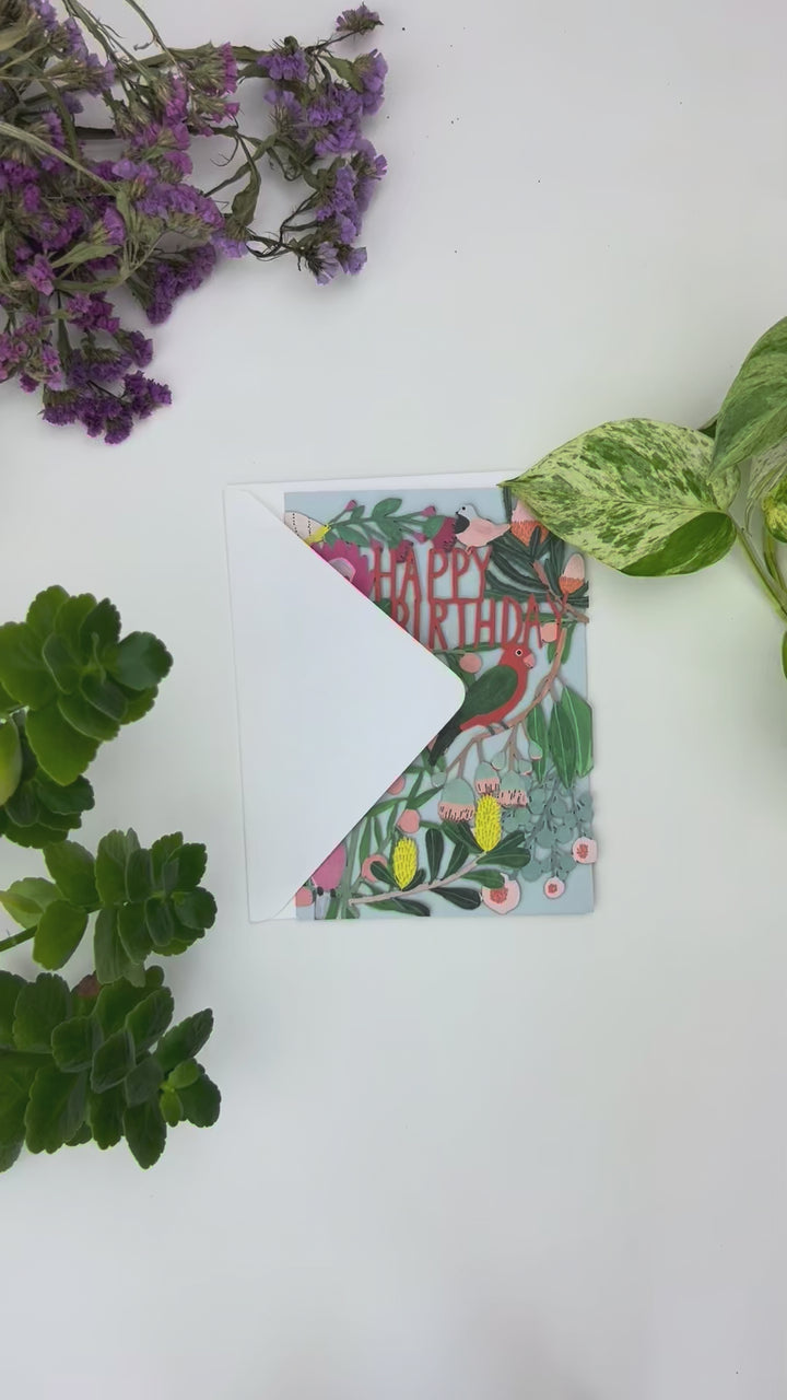 Tropical Birds Laser-cut Birthday Card