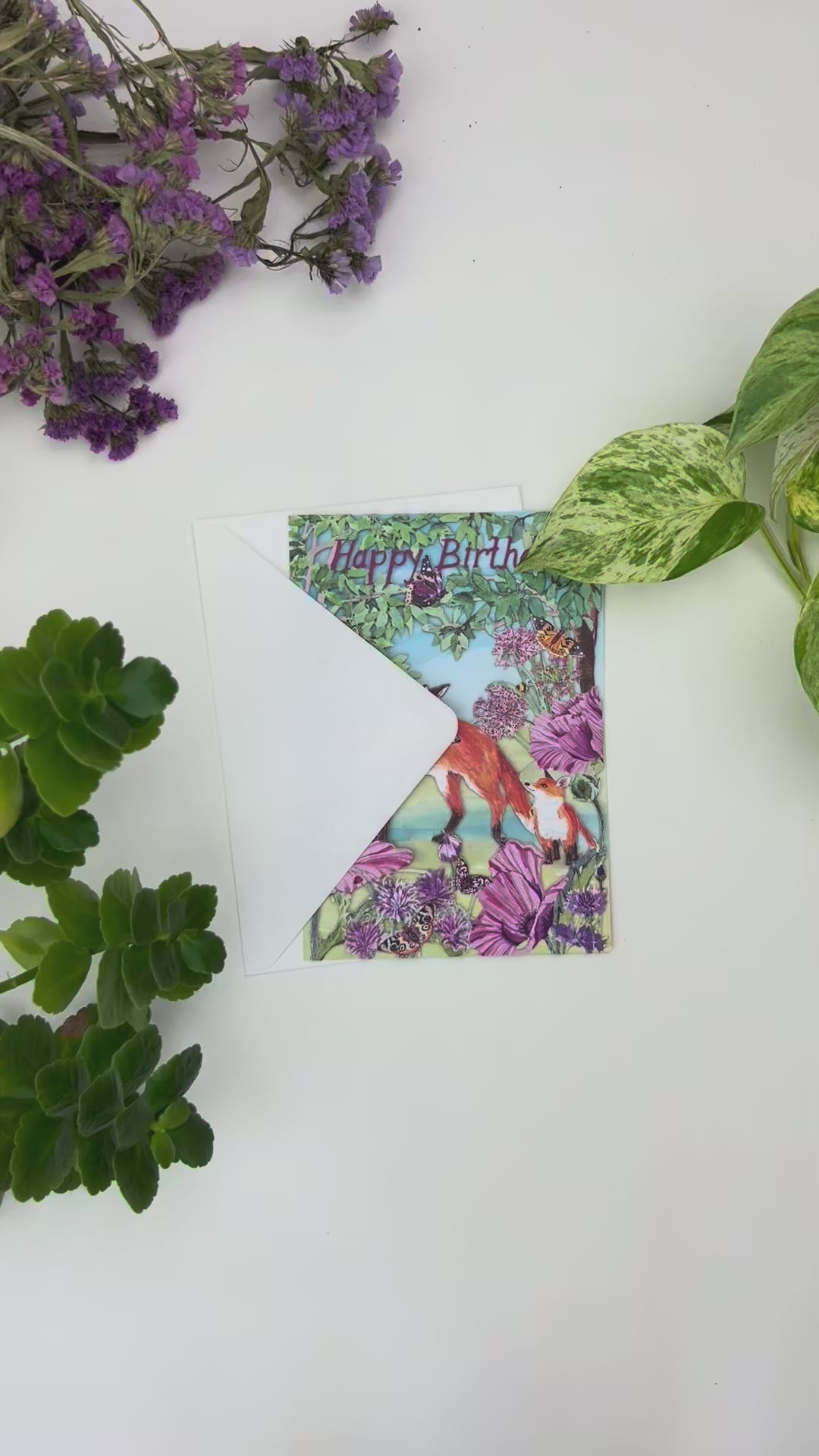 Foxes in Meadow Laser-Cut Greeting Card