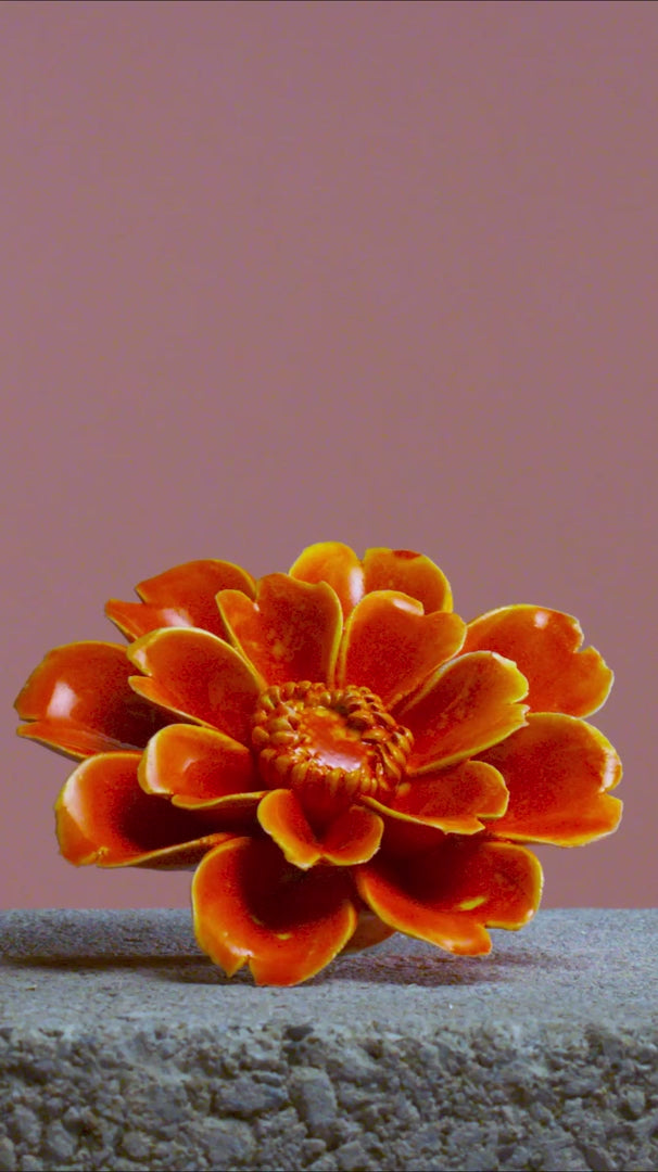 Orange Daisy Ceramic Wall Flower