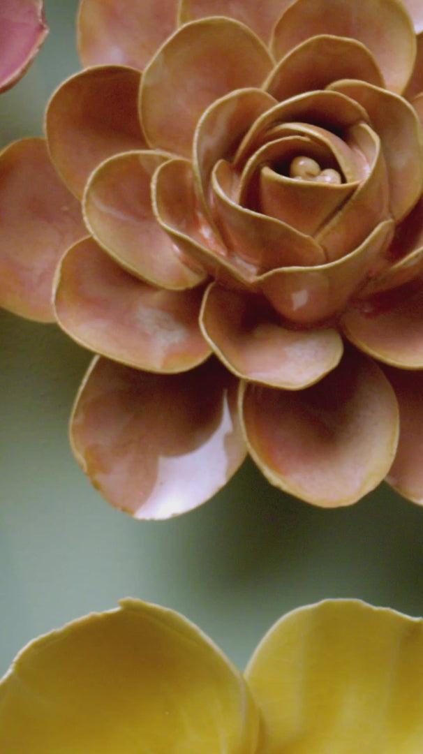 Ceramic Flower Rose Pink Camellia