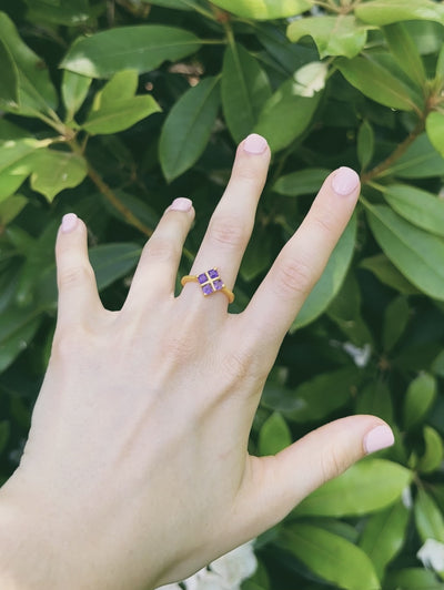 Faceted Amethyst Square Ring