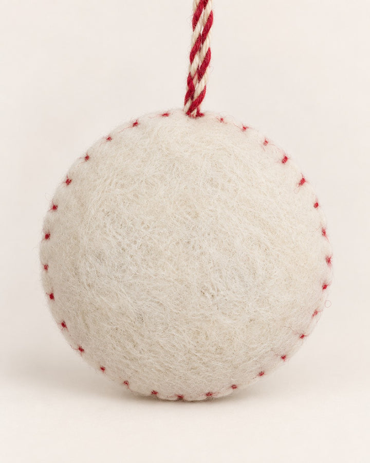 Dainty Embroidered Wool Puffy Ornament  - Wreath