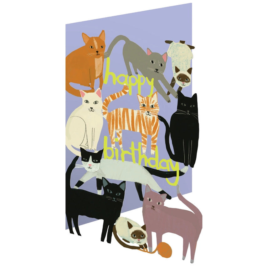 Purring Cats Lasercut  Birthday Card
