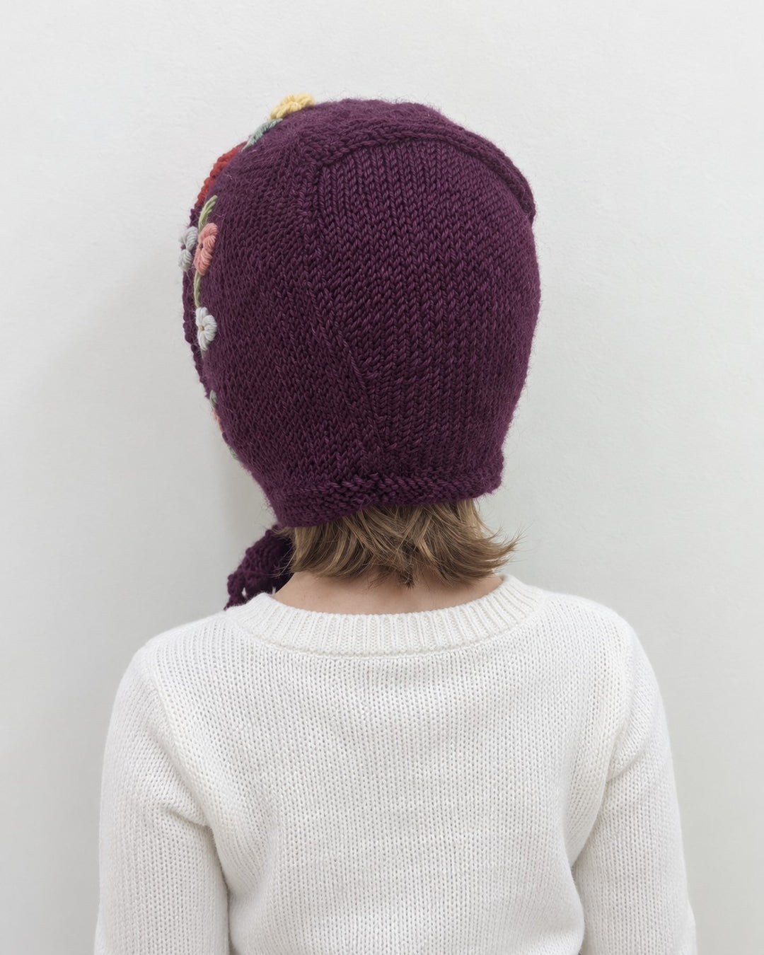 Baby Bees &amp; Flowers Handknit Wool Bonnet