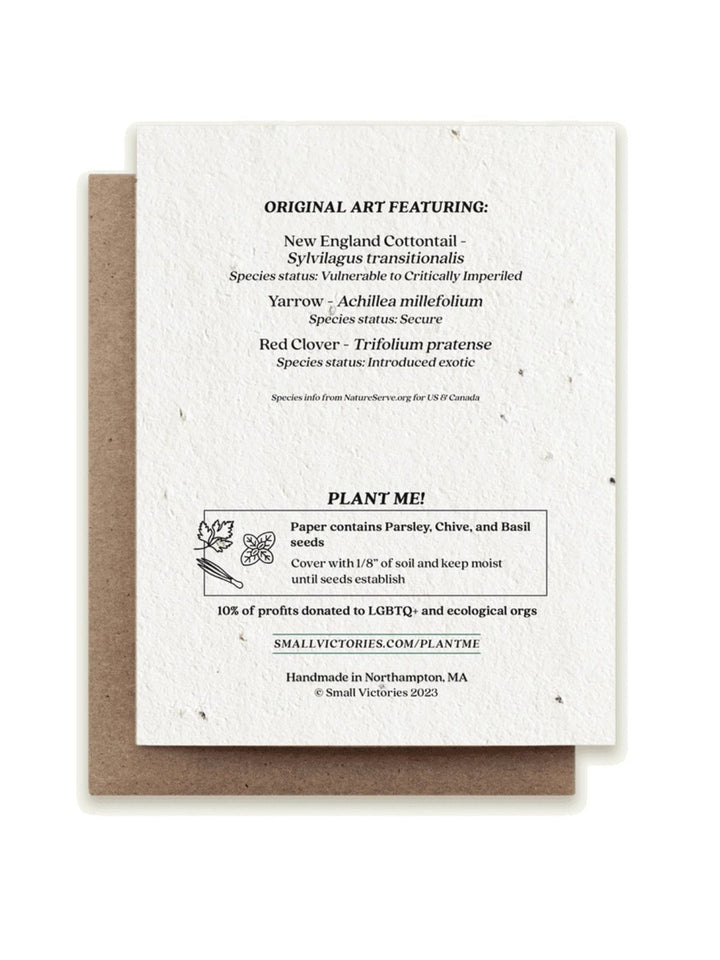 Rabbit Gathering Herbs Plantable Wildflower Seeded Greeting Card