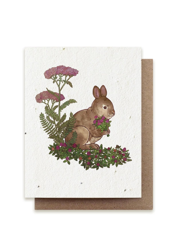 Rabbit Gathering Herbs Plantable Wildflower Seeded Greeting Card