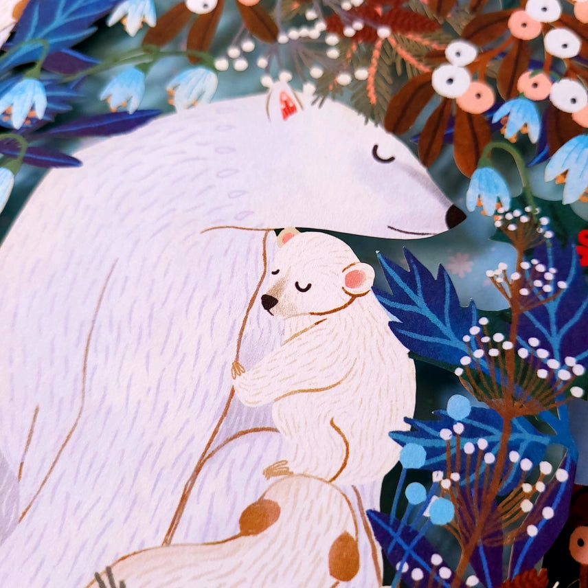 Enchanting Polar Bear Laser-cut Christmas Card
