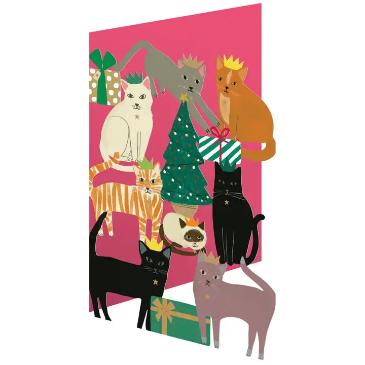 Cozy Cats at Christmas Laser-Cut Christmas Card