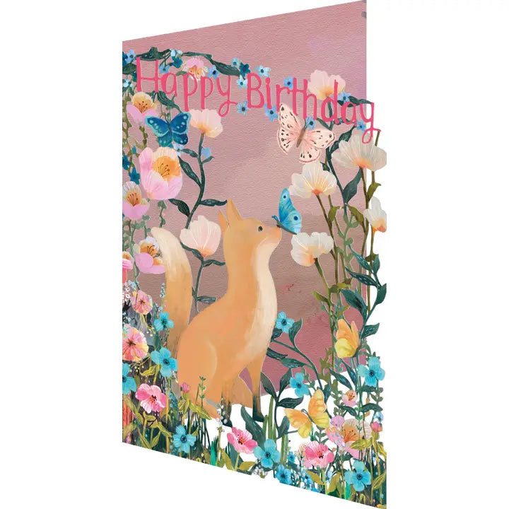 Fox and Butterfly Laser-cut Birthday Card