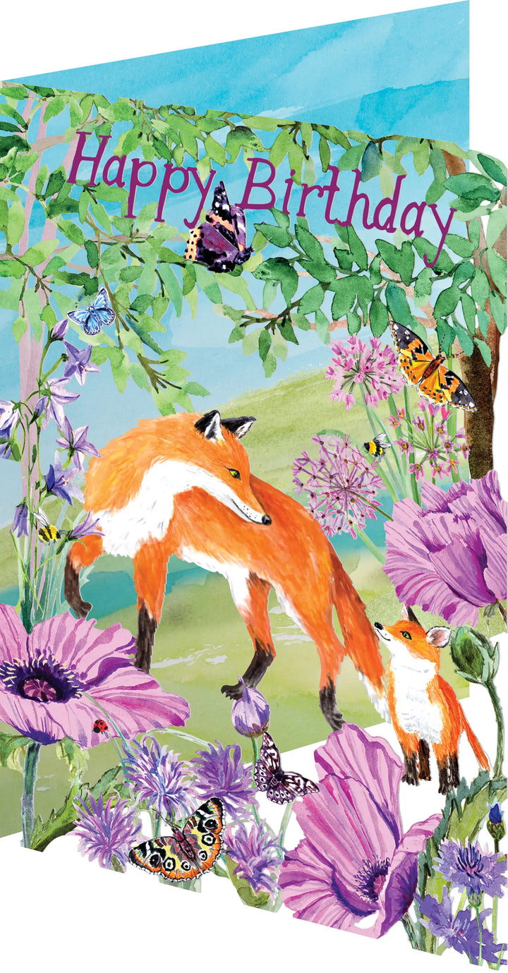 Foxes in Meadow Laser-Cut Greeting Card