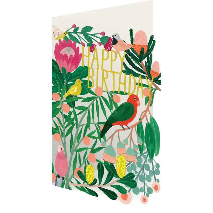 Tropical Birds Laser-cut Birthday Card