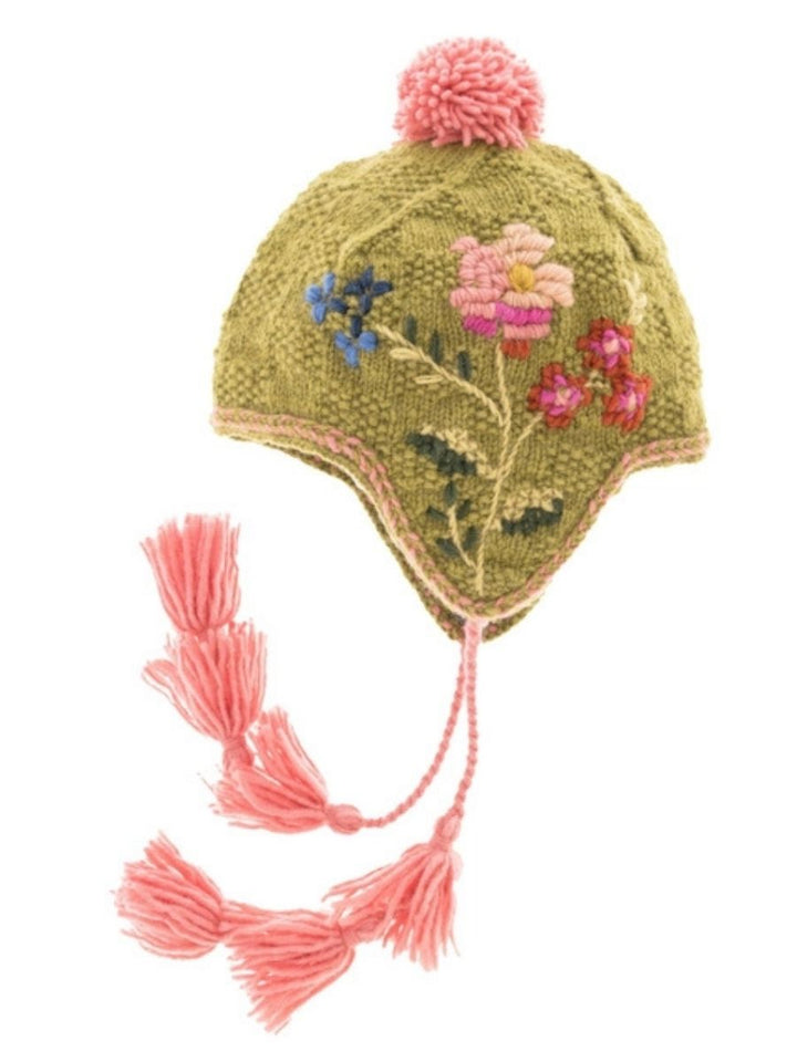 Ruthie French Knot Embroidered Wool Earflap Hat