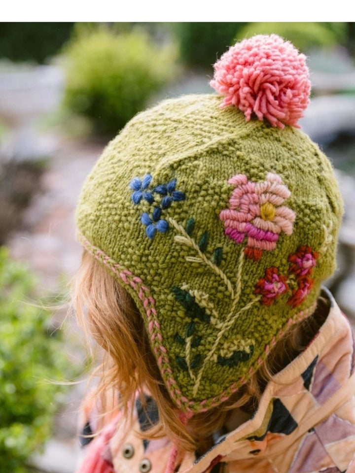 Ruthie French Knot Embroidered Wool Earflap Hat