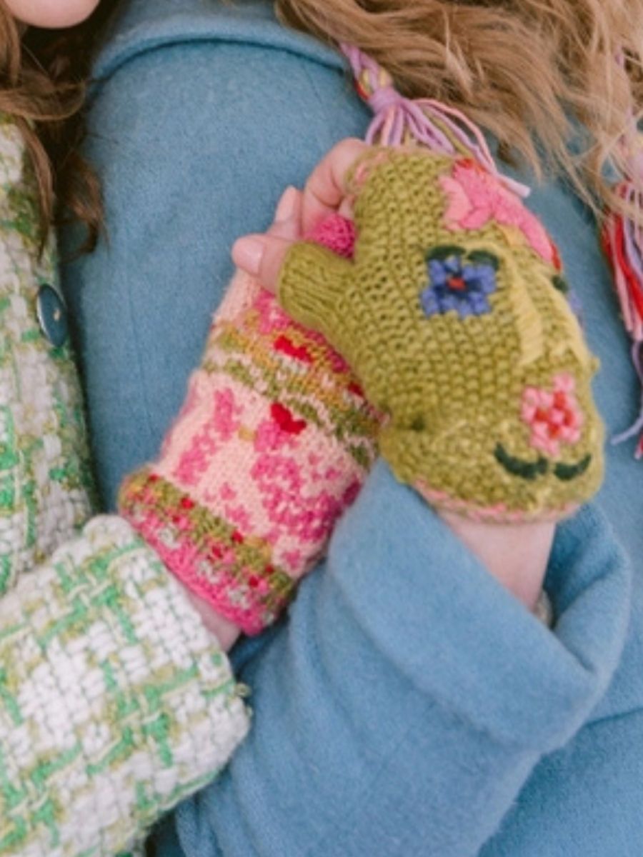 Ruthie French Knot Embroidered Wool Handwarmers