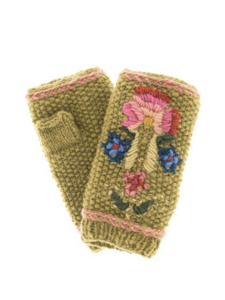 Ruthie French Knot Embroidered Wool Handwarmers