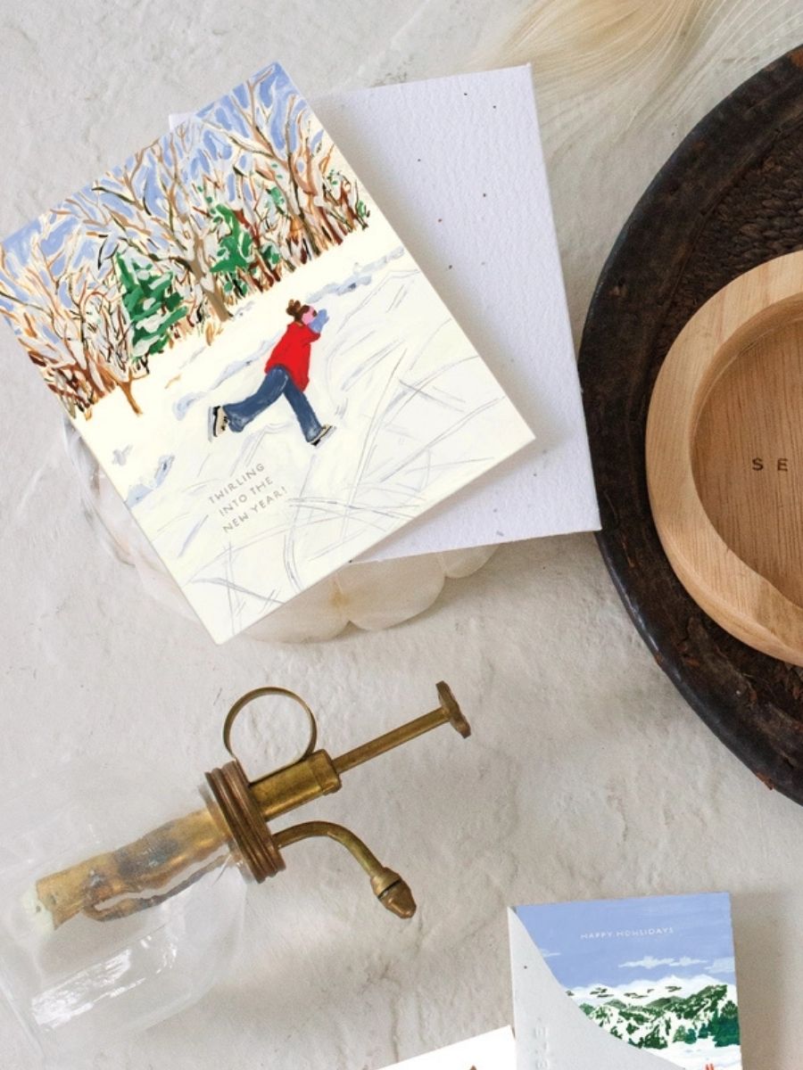 Skating on the Pond- Seeded Holiday Card