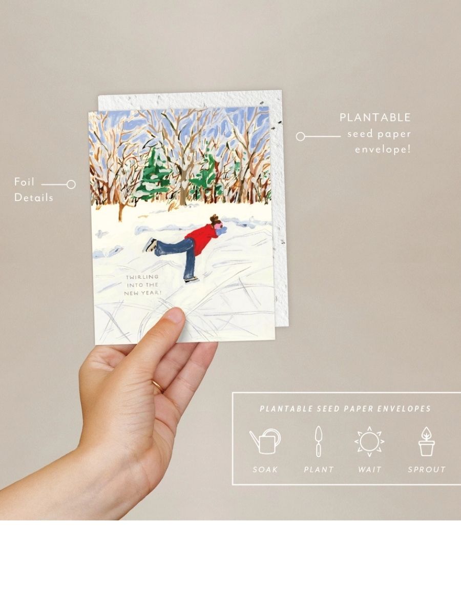 Skating on the Pond- Seeded Holiday Card
