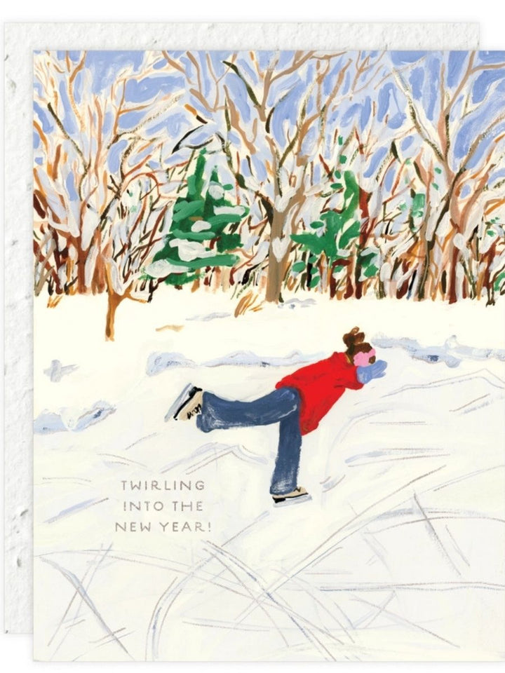 Skating on the Pond- Seeded Holiday Card