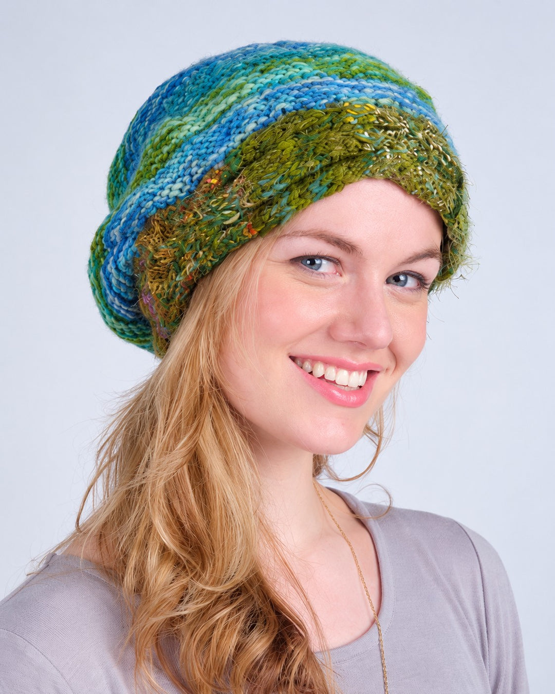 Joni Recycled Silk &amp; Wool Handknit Slouchy Hat