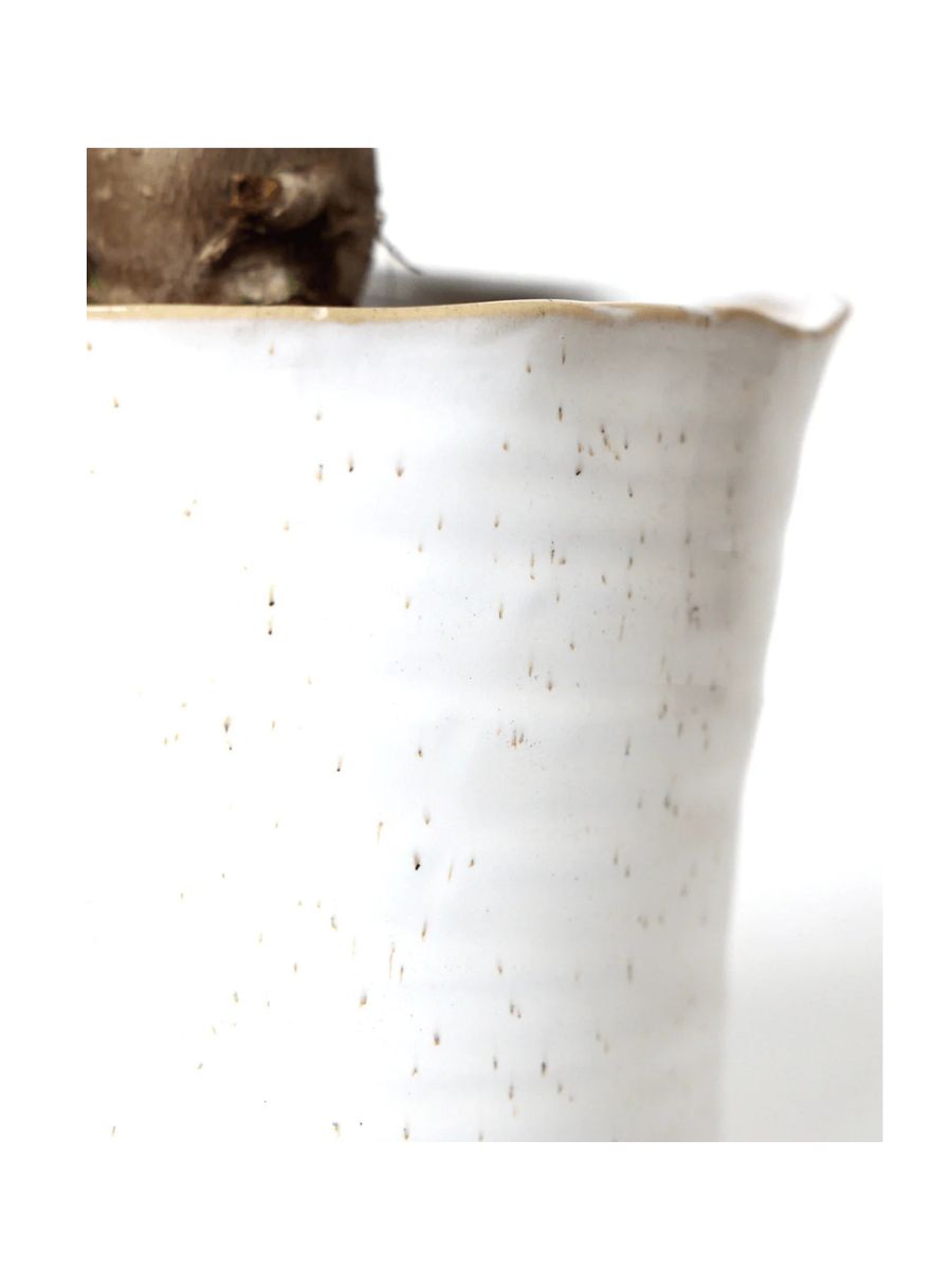 Japanese Minimalist White Speckles Flower Pot For Indoor Plants