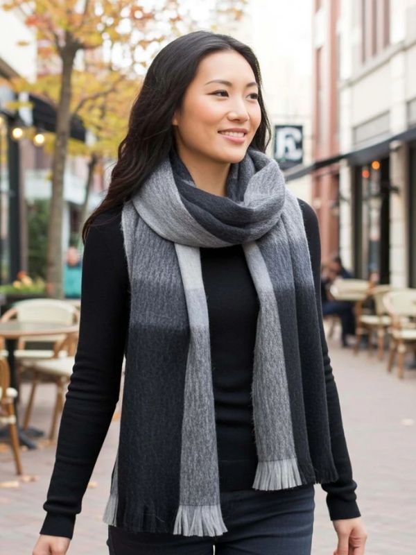 Brushed Alpaca Plaid Scarf