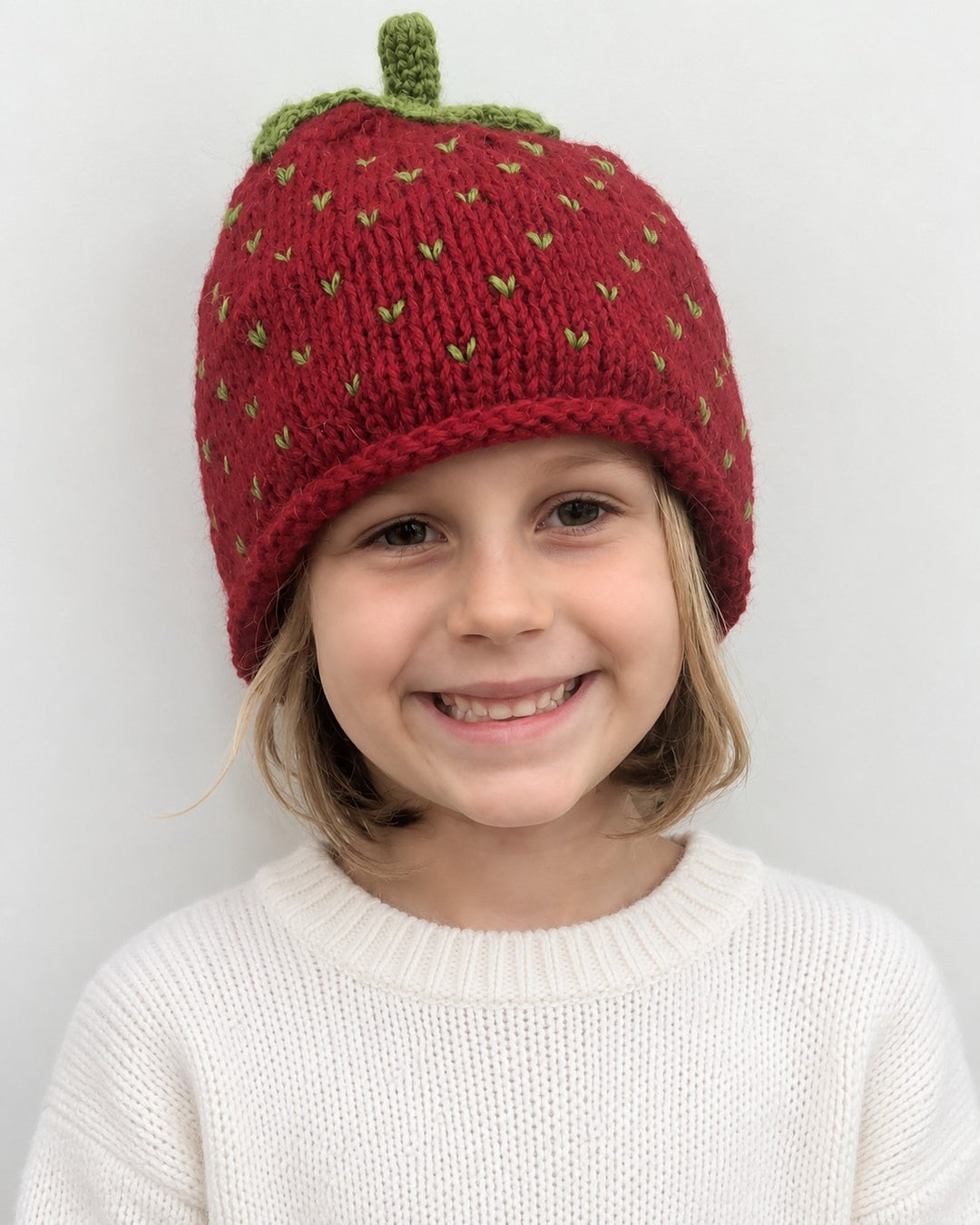 Kids’ Handknit Lambswool Strawberry Hat