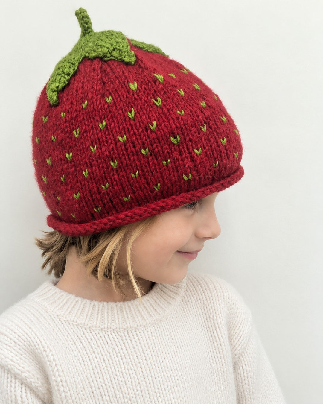 Kids’ Handknit Lambswool Strawberry Hat