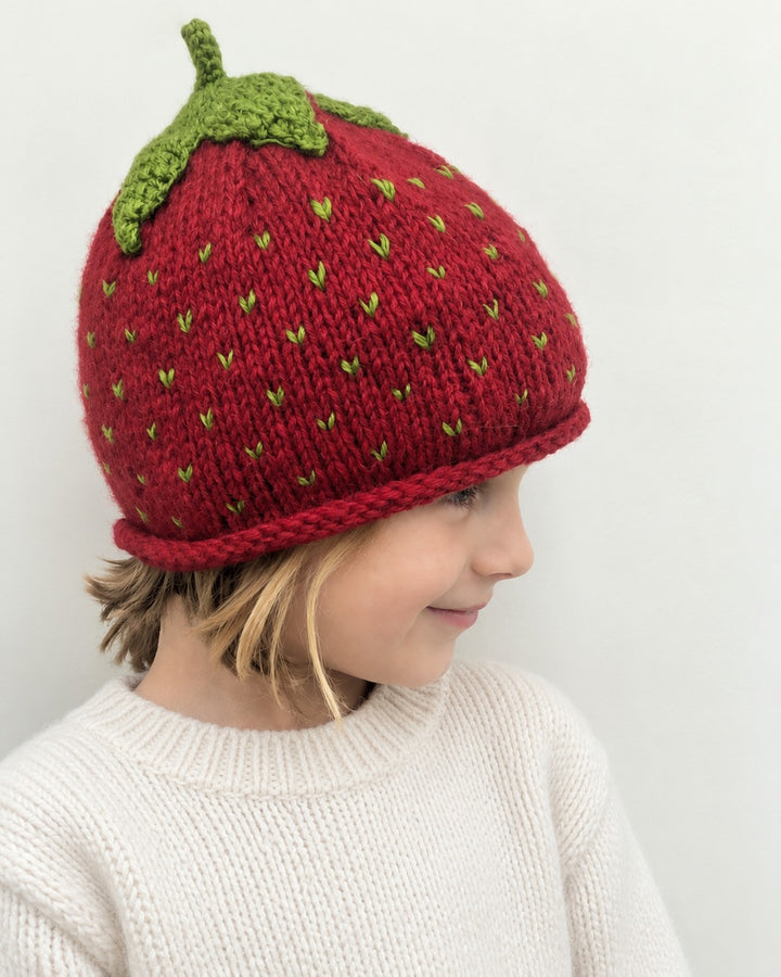 Kids’ Handknit Lambswool Strawberry Hat