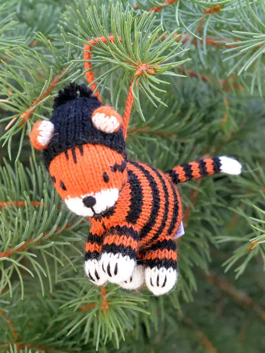 Softie Handknit Tiger Ornament