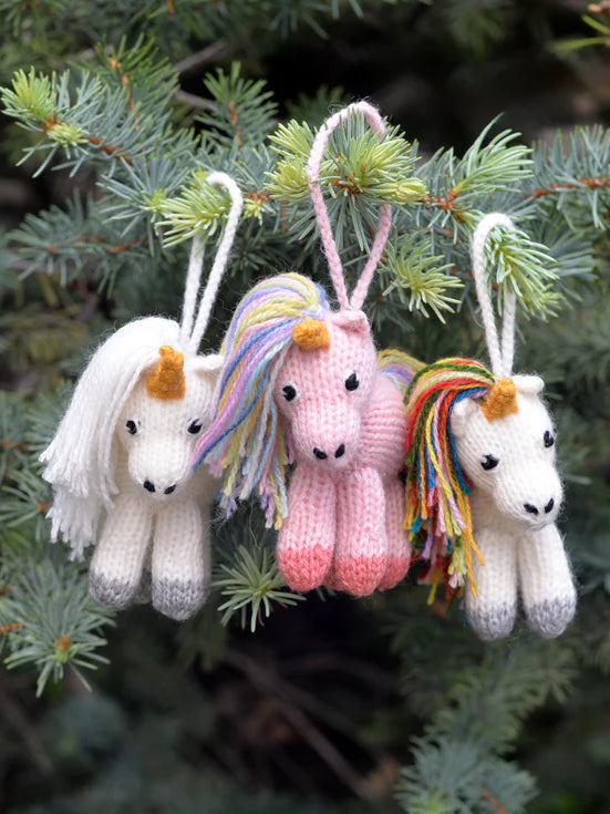 Softie Unicorn Knit Ornaments