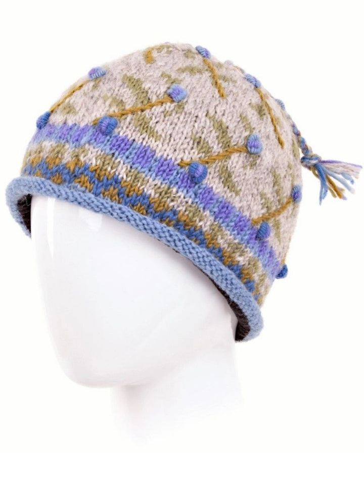 Verbier Floral Wool Knit Embroidered Hat