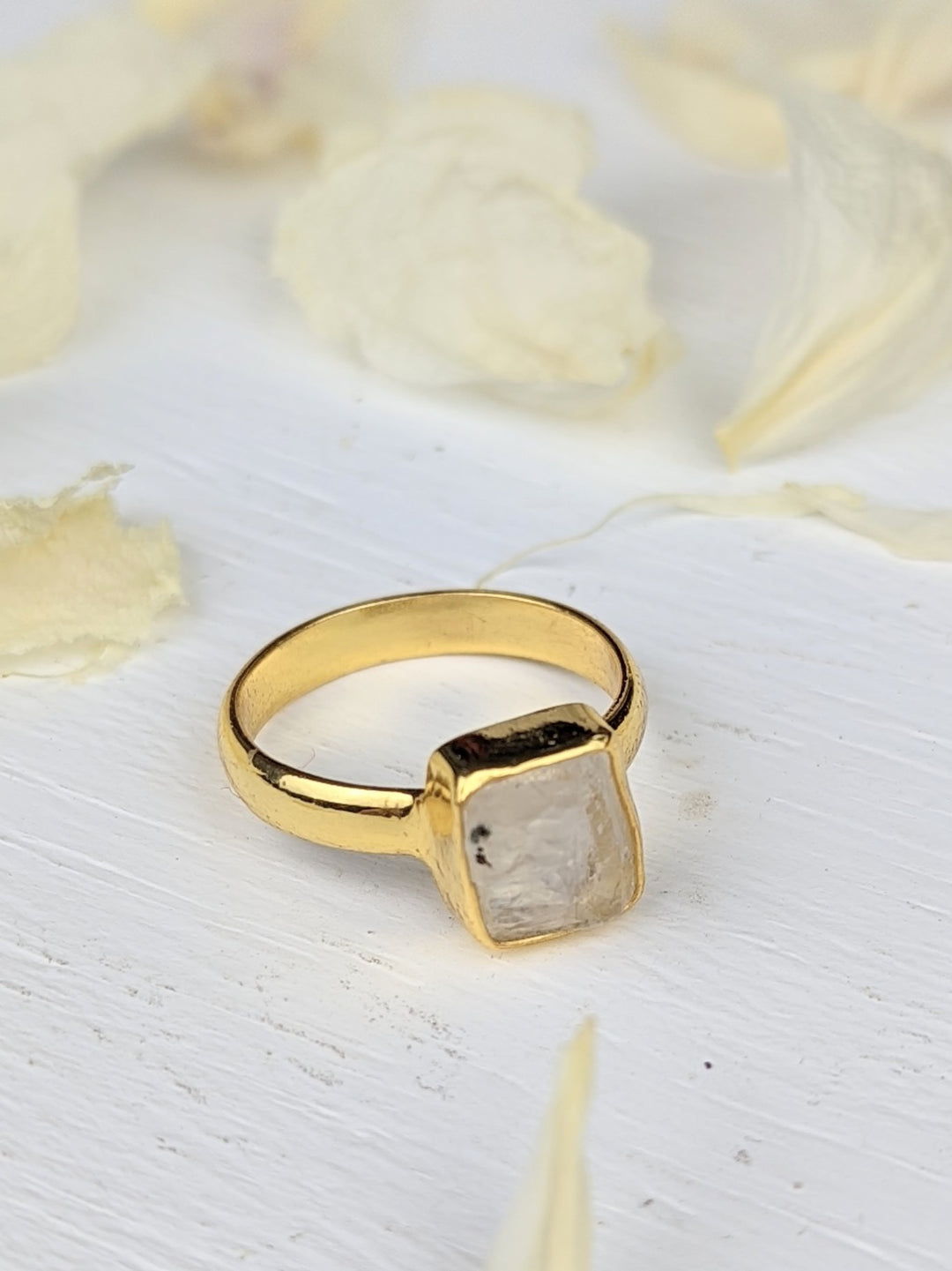 Raw Moonstone Bezel Ring