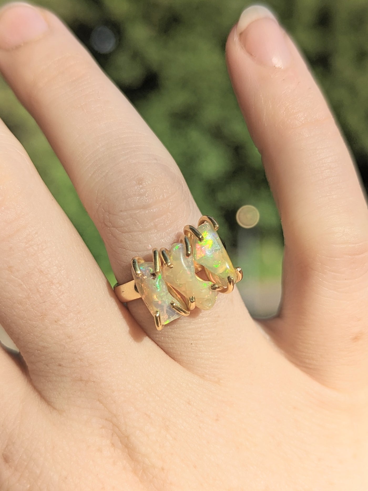 Raw Opal Cluster Ring