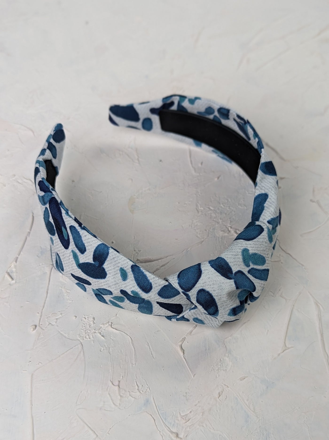 Top Knot Printed Headband - Blue Brush Strokes