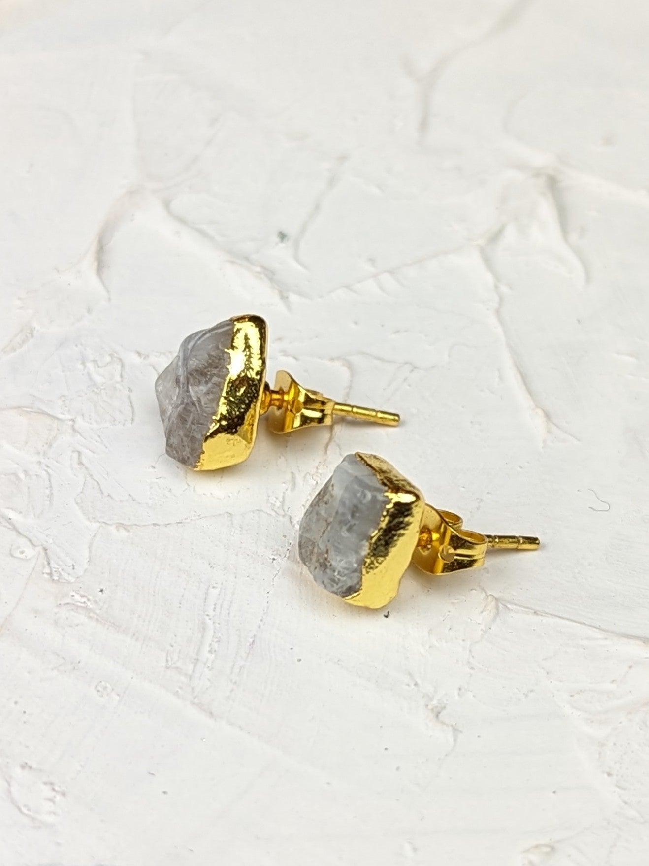 Raw Moonstone Stud Earrings