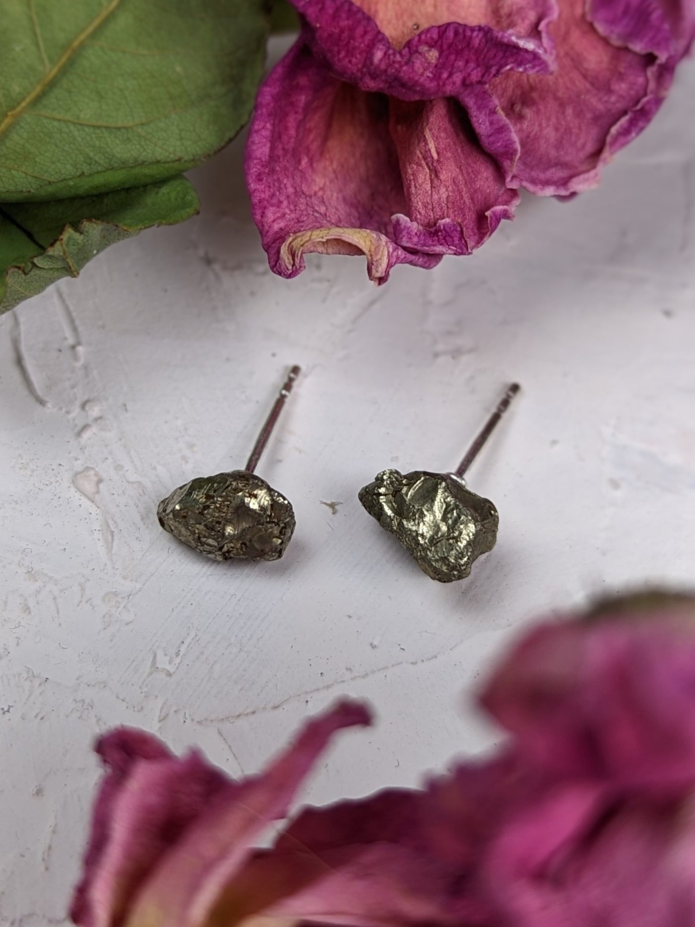 Rough Pyrite Stud Earrings - FINAL SALE
