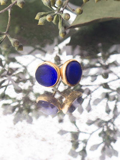 Bright Spot Gold and Glass Stud Earrings