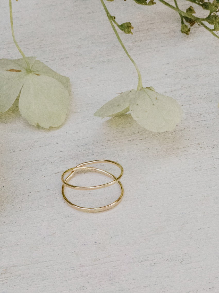 Hammered X Ring - FINAL SALE